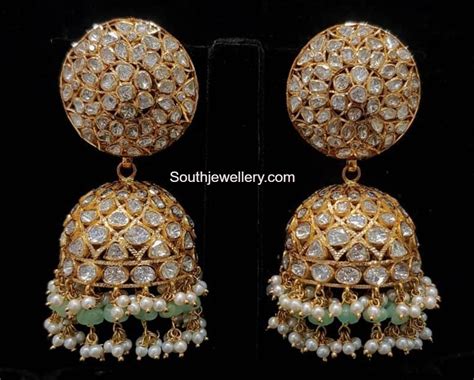 Polki Diamond Jhumkas Indian Jewellery Designs