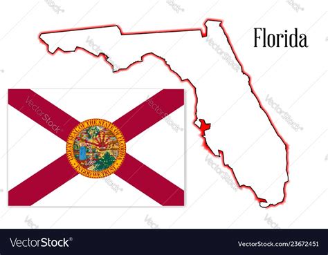 Florida state map and flag Royalty Free Vector Image