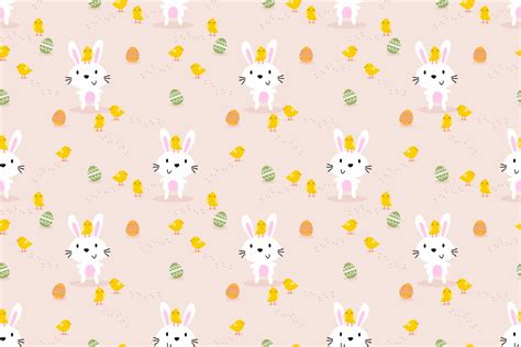 Cute Bunny And Chick Seamless Pattern Graphic By Thanaporn Pinp