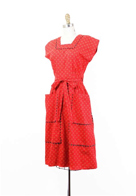 1950s Swirl Dress County Fair Vintage 1950s Red Ditsy Print Etsy