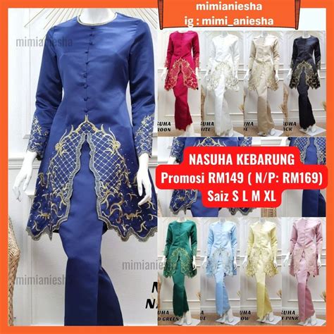 Nasuha Kebarung Lace Murah Sulam Baju Kurung Muslimah Raya Kahwin Nikah