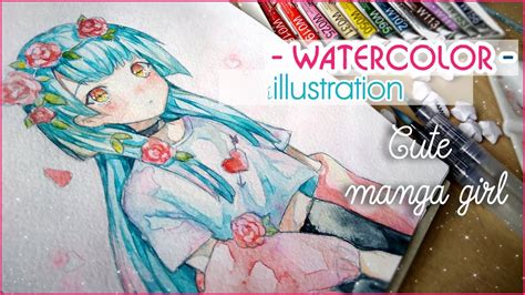 Watercolor Painting Timelapse Manga Girl Youtube