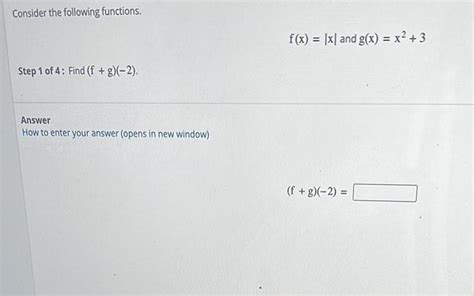 Answered Consider The Following Functions Step 1 Of 4 Find F G 2 Kunduz