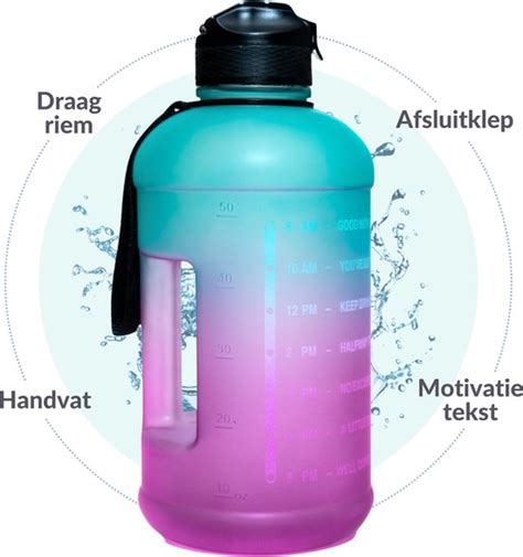 Bidon Drinkfles Met Rietje Stevig Handvat Liter Sportfles