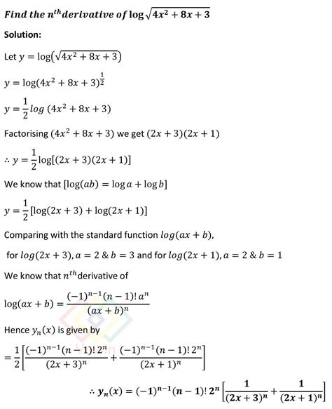 Find The Nth Derivative Of Log Sqrt 4x 2 8x 3 Yawin