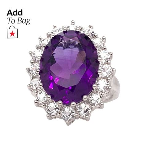 Macy S Amethyst Ct T W White Topaz Ct T W Oval Halo Ring