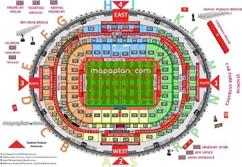 London Arsenal Emirates Stadium seating plan - Arsenal London ...