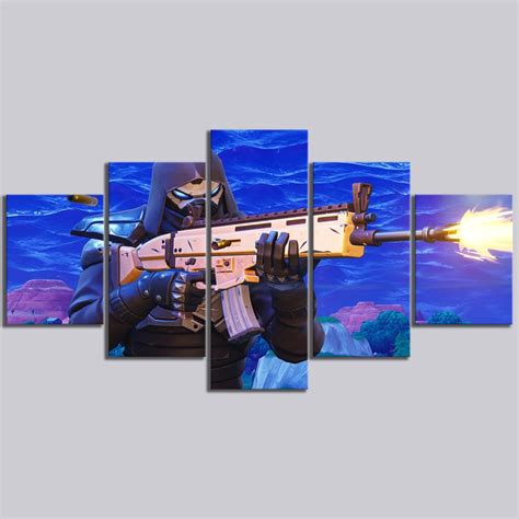 Fortnight Battle Royale 5piece Canvas Wall Art Video Game Landscape