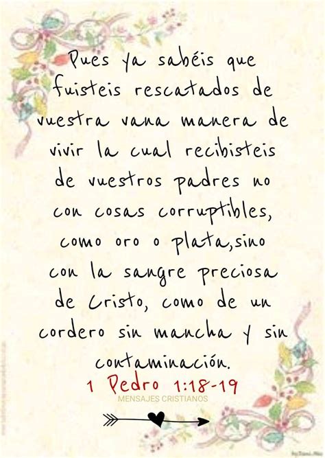 1 Pedro 118 19 Palabra De Dios Mensajes Cristianos Frases Cristianas