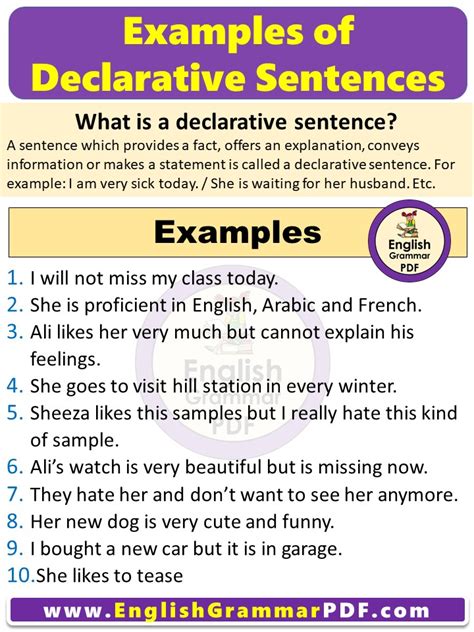 Example Of Declarative Sentence Definition And Example Off