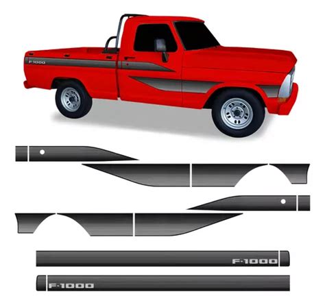 Faixa Ford F 1000 Adesivo Decorativo Lateral Cabine Simples Cor Cinza