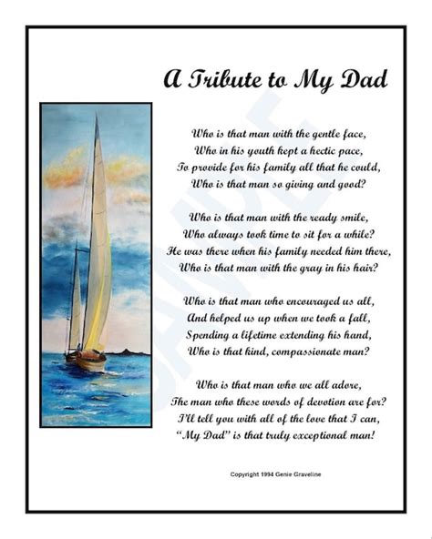 A Tribute To My Dad Digital Download Unframed Dad Poem Etsy