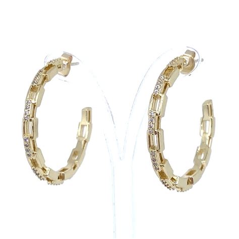 14K Gold Filled Chain Hoop Earrings Oceans Allure