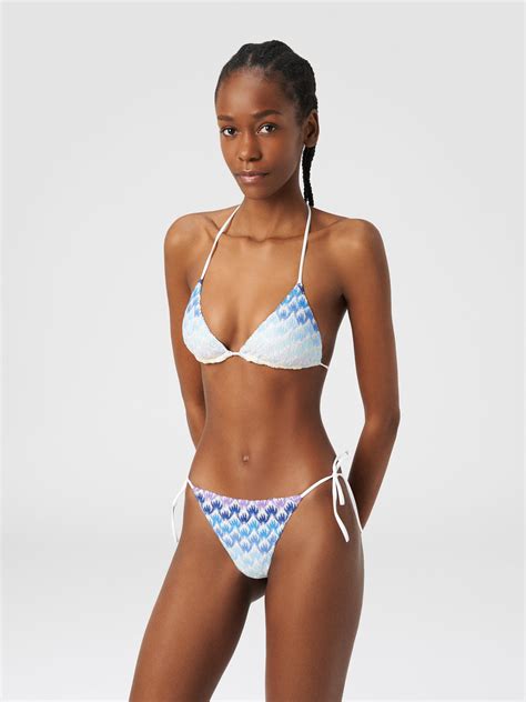 Dégradé lace effect bikini with lurex Blue Missoni