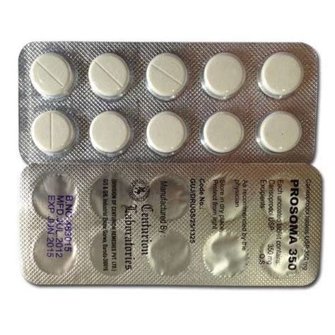 PROSOMA Carisoprodol Tablets CENTURION Packaging Type 10x10 Blister