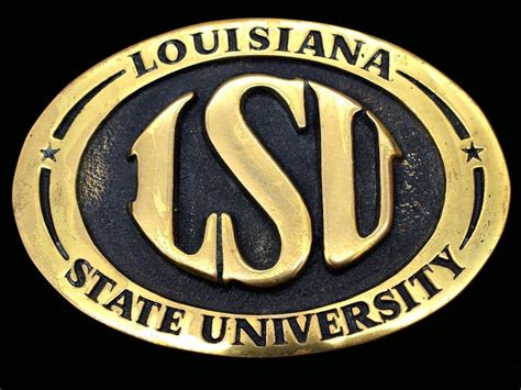 Lsu Louisiana State University Solid Brass Vintage Belt Buckle Etsy