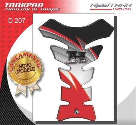 Tank Pad Honda Preto Branco E Vermelho Resitank Acabamento Para