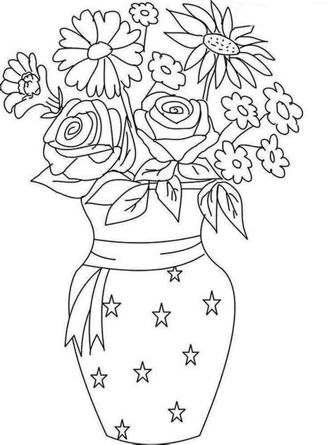 Colouring Pages Flower Vase