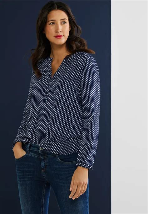 STREET ONE Viskose Bluse mit Print für Damen in Blau BAMIKA STREET ONE