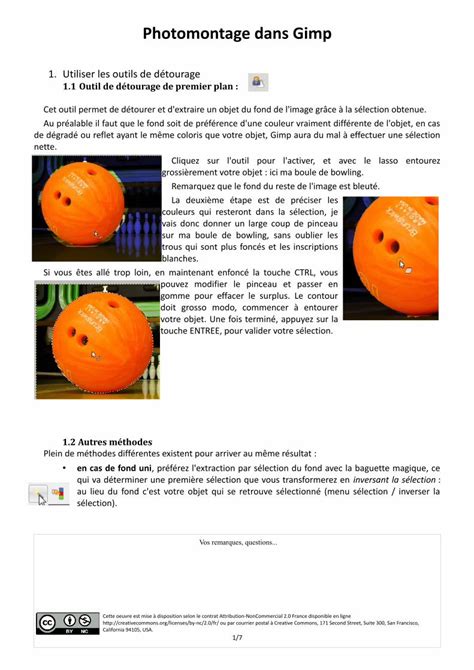 PDF Photomontage Dans Gimp Dans Gimp 1 Utiliser Les Outils De