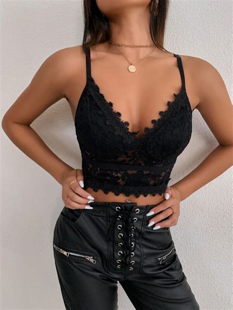 Shein Bae Top Cropped De Renda Guipura Shein Brasil