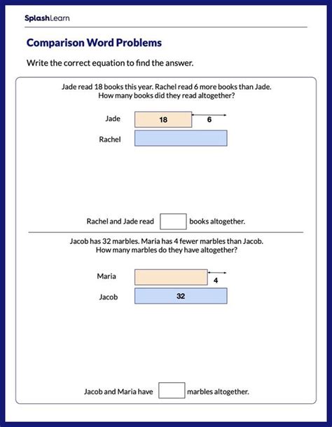 Bar Model Word Problems Worksheets