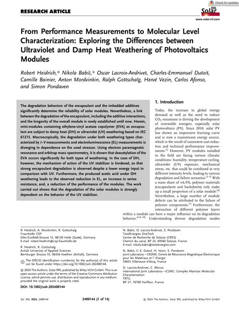 Pdf From Performance Measurements To Molecular Level Characterization