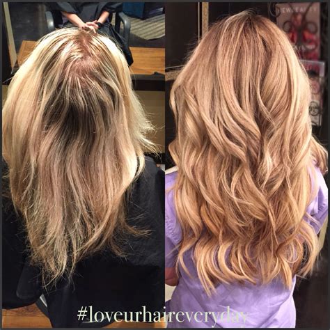 Before And After Long Hair Blonde Hair Extensions Natural Beaded