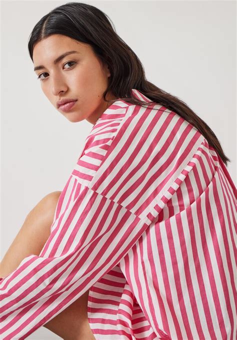 Emerson Striped Oversized Nightshirt Fluro Pink White Stripe Hush