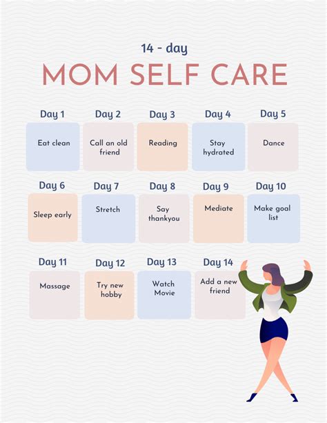 White Mom Self Care Schedule Template