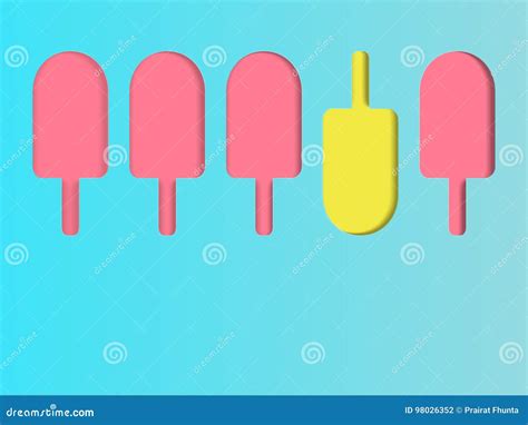 Outstanding Yellow Ice Cream Among Pink Ice Cream Stock Vector