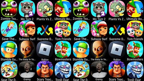 Zombie Tsunami My Talking Tom 2 Plants Vs Zombies 2 Ultimate Bowmasters