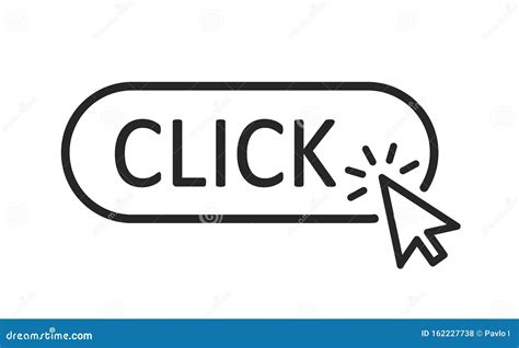 Click Button With Arrow Pointer Clicking. Click Here Web Button. Isolated Website Arrow Clicking ...