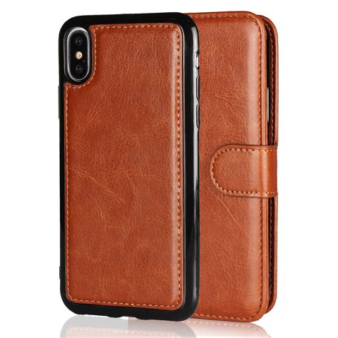 2 in 1 Magnetic Wallet Leather Case For iPhone X