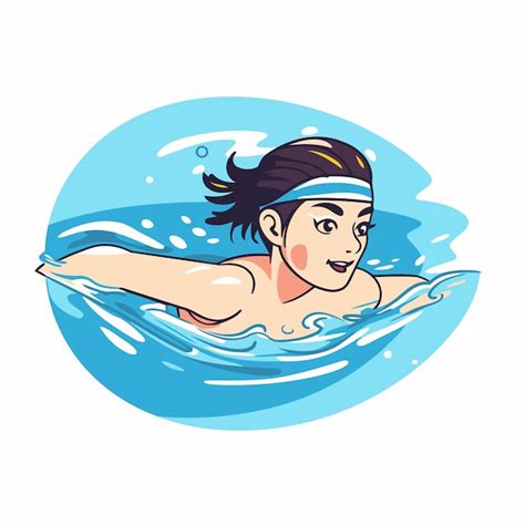 Nadadora En La Piscina Ilustración Vectorial De Una Mujer Nadando En La