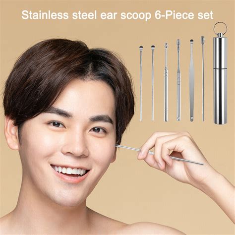 6pcs Set Stainless Steel Earpick Wax Remover Ear Wax Pickers Ear Pick