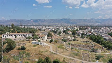 Aerial Drone Photo Of Iconic Archaeological Site And Sanctuary Of