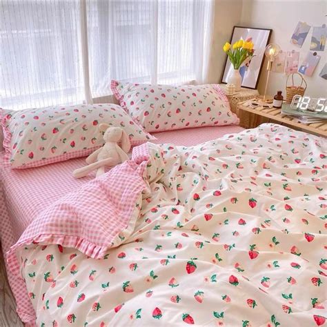 Cute Pinky Strawberry Bedding Set Room Inspiration Bedroom Room