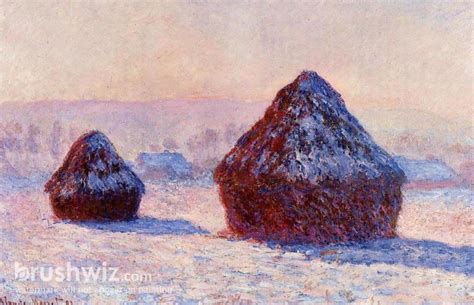 Grainstacks In The Morning Snow Effect By Claude Monet Oil Painting