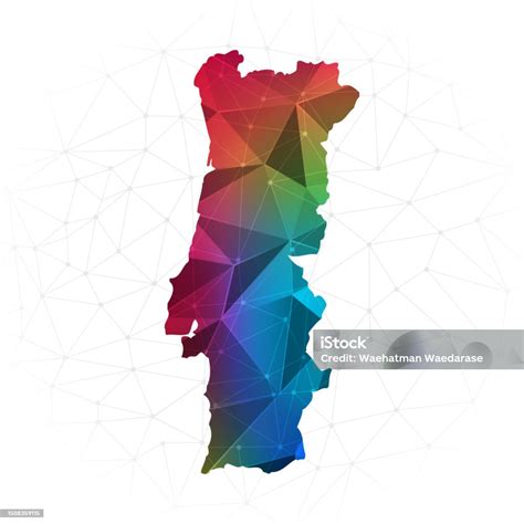 Portugal Map Abstract Polygon Vector Illustration Low Poly Colorful Style Gradient Graphic Stock