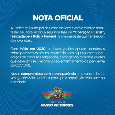 Nota Oficial Prefeitura Municipal De Passo De Torres Prefeitura De