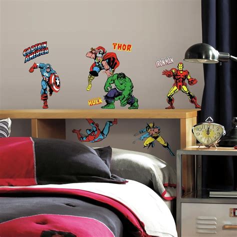 New Marvel Classic Superheroes Avengers Wall Decals Room Decor Stickers - Walmart.com - Walmart.com