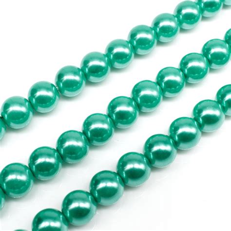 Glass Pearl Round Beads 8mm Summer Green Craft Hobby And Jewellery