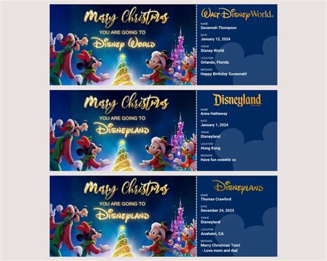 Printable Disneyland Ticket Disney World Ticket Template Etsy