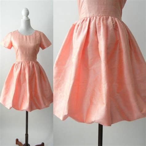 Vintage Pink Dress 80s Pink Silk Dress Retro 80s Bubble Dress Retro