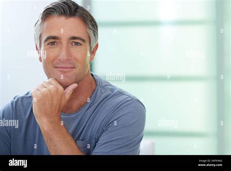 Dashing In Casual Way Portrait Of A Handsome Mature Man Relaxing At