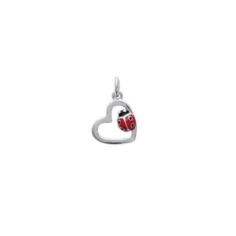 Pendentif Enfant Coccinelle Rouge Dans Un Coeur En Argent Cha Ne