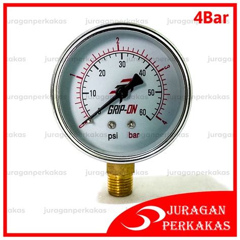 Jual GRIP ON PRESSURE GAUGE 4 BAR ALAT UKUR TEKANAN ANGIN UDARA