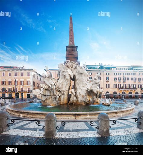 Fountain Of The Four Rivers Piazza Navona Rome Italy Stock Photo Alamy