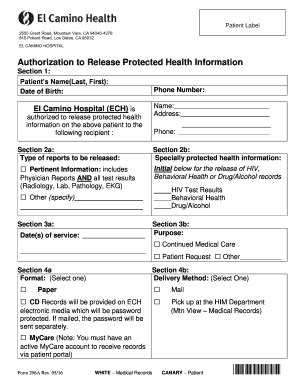 Fillable Online Authorization To Release Protected Health Information